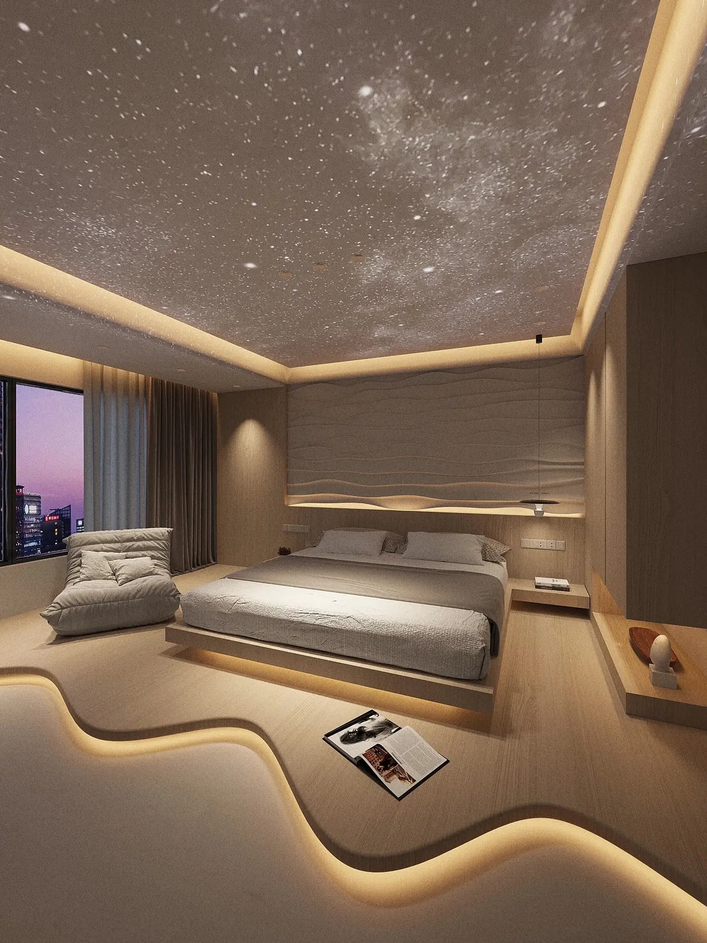 无主灯星空顶卧室设计